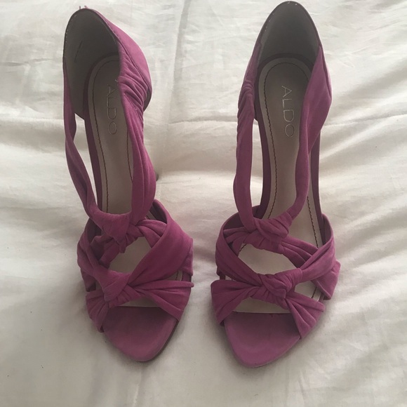 Aldo Pink Suede Heels Size 8 - Picture 2 of 10